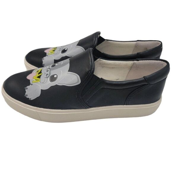 Sam Edelman Bulldog Sneakers Puppy Dog Black Slip On Sneakers Art Shoes New - Picture 7 of 11